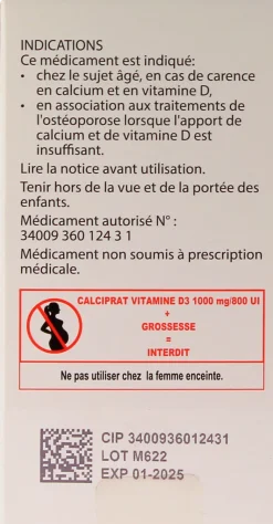 Calciprat Vitamine D3 1000mg/800 U.I - 30 comprimés à sucer
