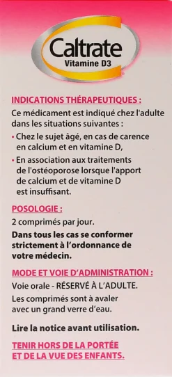 Caltrate Vitamine D3 600mg/400 U.I comprimé pelliculé