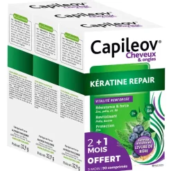 Capileov Kératine repair cheveux et ongles Nutreov - 3 boites de 30 gélules