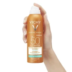 Capital Soleil brume hydratante invisible SPF50+ Vichy - spray de 200ml + lait après-soleil 100ml offert