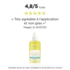 Capital soleil eau de protection solaire SPF 50 Vichy - spray de 200 ml