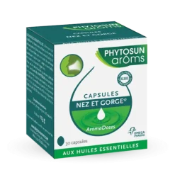 Capsules nez et gorge aromadoses aux huiles essentielles Phytosun arôms - 30 capsules