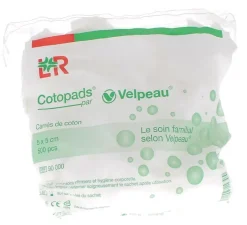 Carré de coton Cotopads Velpeau 5x5 cm – sachet de 500 cotons