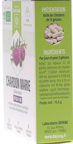 Charbon marie bio Dayang - boite de 30 gélules