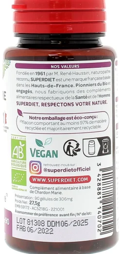 Chardon marie bio Super Diet - boite de 90 gélules