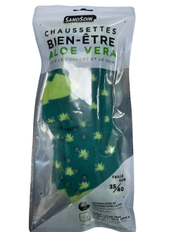 Chaussettes bien-être aloe vera bleue et verte SanoSoin - une paire de chaussettes
