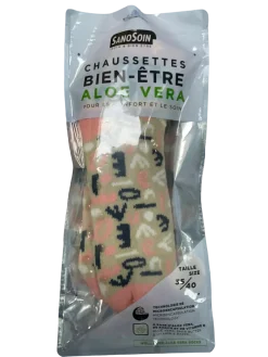 Chaussettes Bien-être Aloe Vera rose et beige SanoSoin - une paire de chaussettes