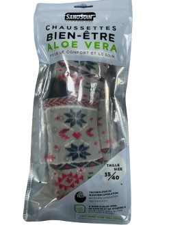 Chaussettes bien-être aloe vera grise et rouge SanoSoin - une paire de chaussettes