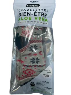 Chaussettes bien-être aloe vera grise et rouge SanoSoin - une paire de chaussettes