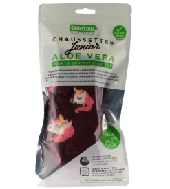 Chaussettes bien-être licornes roses et violettes SanoSoin – une paire de chaussettes