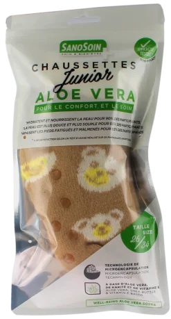 Chaussettes bien-être oursons beiges Junior SanoSoin – une paire de chaussettes