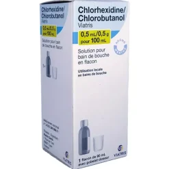 Chlorhexidine / Chlorobutanol solution pour bain de bouche Viatris - flacon de 90ml
