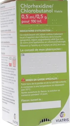Chlorhexidine Chlorobutanol Mylan 0,5ml/0,5g solution pour bain de bouche