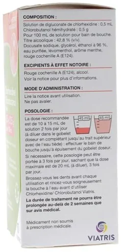 Chlorhexidine Chlorobutanol Mylan 0,5ml/0,5g solution pour bain de bouche