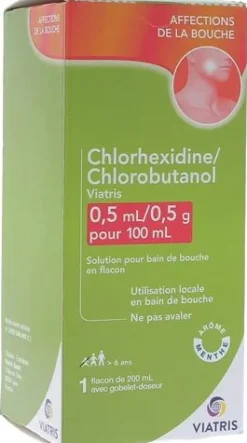 Chlorhexidine Chlorobutanol Mylan 0,5ml/0,5g solution pour bain de bouche