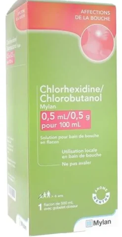Chlorhexidine Chlorobutanol Mylan 0,5ml/0,5g solution pour bain de bouche