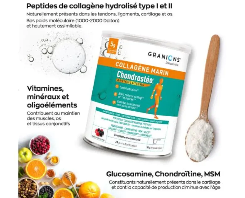 Chondrostéo Collagène marin Granions - pot de 280g