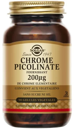 Chrome Picolinate 200 µg Solgar - boîte de 90 gélules végétales