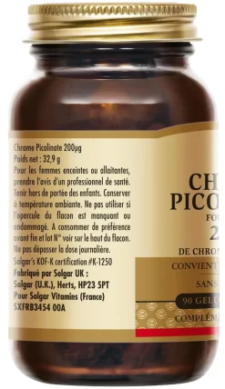 Chrome Picolinate 200 µg Solgar - boîte de 90 gélules végétales