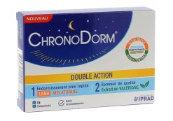 Chronodorm Double Action mélatonine 1,9 mg et plantes - boîte de 15 comprimés