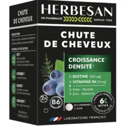 Chute de cheveux croissance densité Herbesan - boite de 30 comprimés