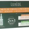 Chute de cheveux progressive 2 en 1 Luxéol - boîte de 14 fioles