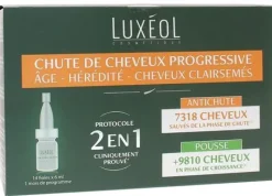 Chute de cheveux progressive 2 en 1 Luxéol - boîte de 14 fioles