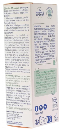 Cica-R Crème réparatrice bio Rivadouce - tube de 40ml