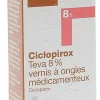 Ciclopirox 8 % vernis à ongles médicamenteux Teva – flacon 3 ml