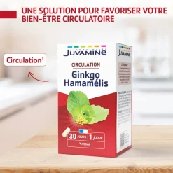 Circulation ginkgo hamamélis Juvamine – 30 gélules