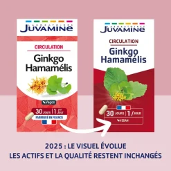 Circulation ginkgo hamamélis Juvamine – 30 gélules