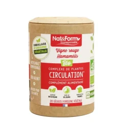 Circulation Vigne Rouge/Hamamélis bio Nat&Form - boîte de 120 gélules végétales