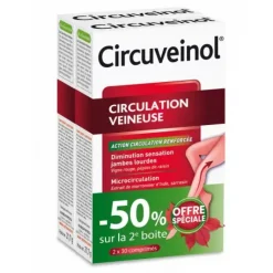 Circuveinol circulation veineuse Nutreov - lot de 2 boîtes de 2x30 comprimés
