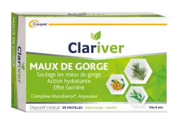 Clariver pastilles maux de gorge Cooper - boîte de 20 pastilles