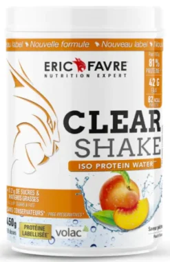 Clear shake Iso protein water saveur pêche Eric Favre - pot de 450g