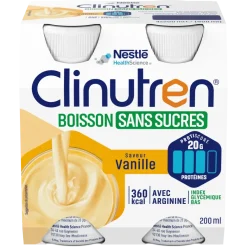 Clinutren Boisson sans sucres Vanille Nestlé - 4 bouteilles de 200ml