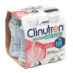 Clinutren Boisson sans sucres Fraise Nestlé – 4 bouteilles de 200 ml