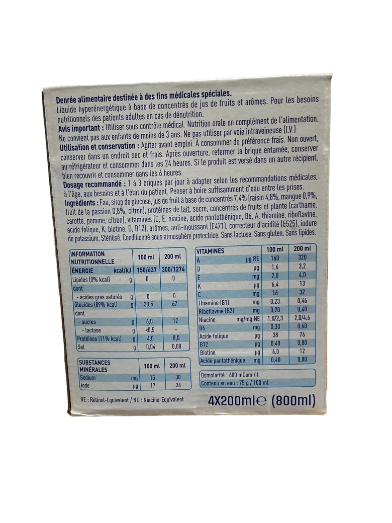 Clinutren Fruit saveur multifruits – 4 briques de 200 ml