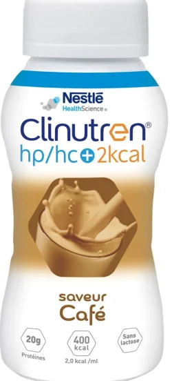 Clinutren HP/HC +2Kcal saveur café - 4 bouteilles de 200 ml