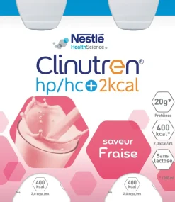 Clinutren HP/HC +2Kcal – saveur fraise, 4 bouteilles de 200 ml