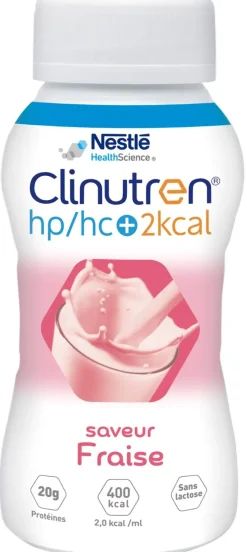 Clinutren HP/HC +2Kcal – saveur fraise, 4 bouteilles de 200 ml