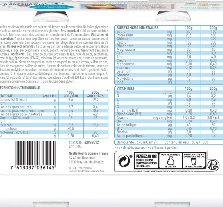 Clinutren saveur pêche HP/HC + Nestlé - lot de 4x200g