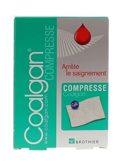 Coalgan compresse arrête le saignement Brothier - boîte de 5 compresses hémostatiques