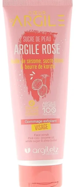 Coeur d'argile Sucre de peau Argile rose Argiletz - tube de 100 ml