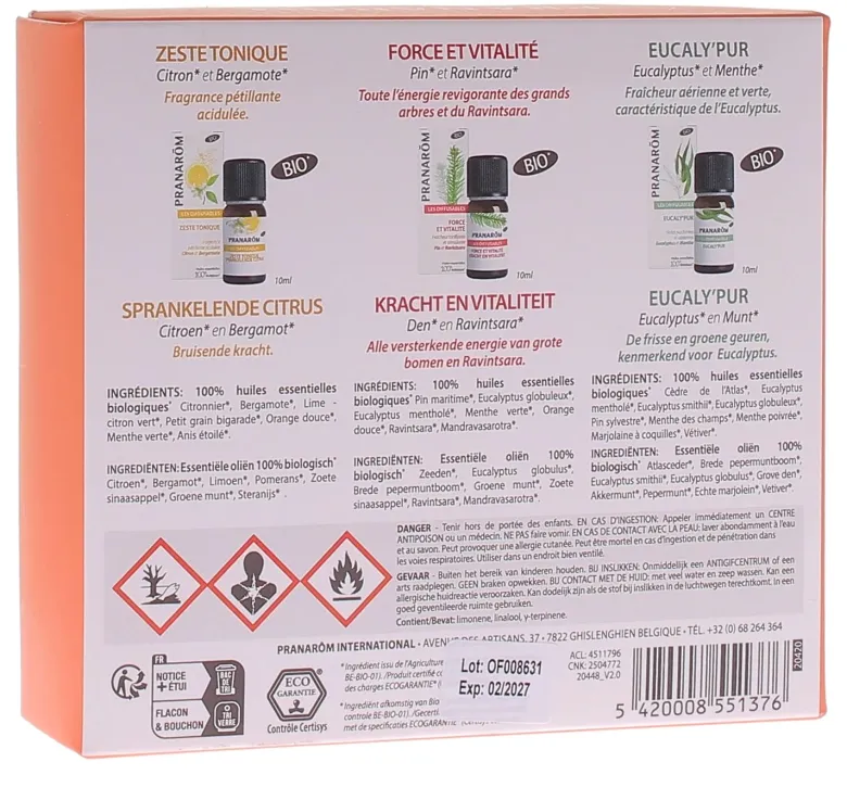 Coffret diffusion énergie les diffusables Pranarom - coffret de 3 flacons de 10ml