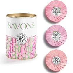Coffret savons bienfaisants Feuille de thé, Rose, Rose thé Roger & Gallet - boite de 3 savons de 100g