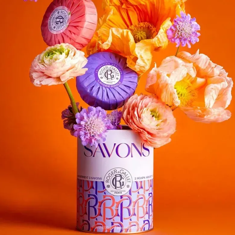 Coffret savons bienfaisants Fleur de Figuier, Fleur d'Osmanthus, Lavande Roger & Gallet - boite de 3 savons de 100g