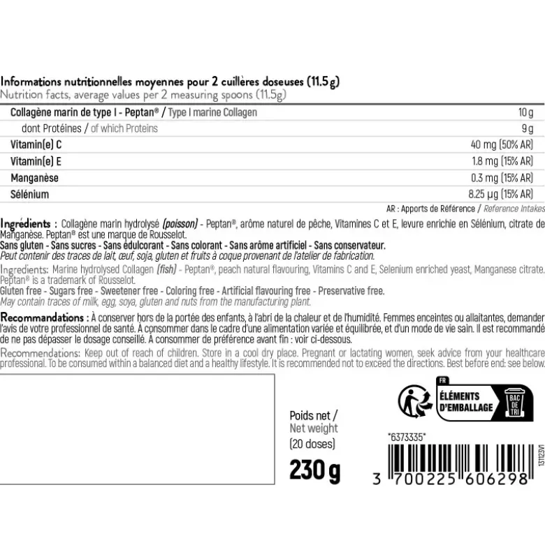 Collagen duo goût pêche STC Nutrition - pot de 230g