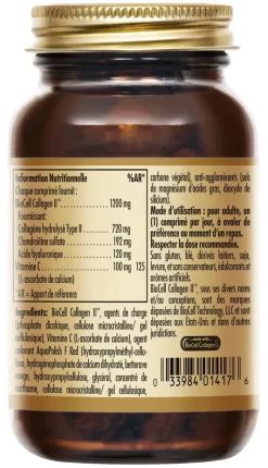 Collagene Acide Hyaluronique Complexe Solgar - boîte de 30 comprimés