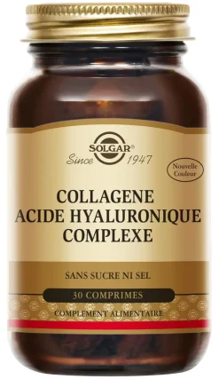 Collagene Acide Hyaluronique Complexe Solgar - boîte de 30 comprimés